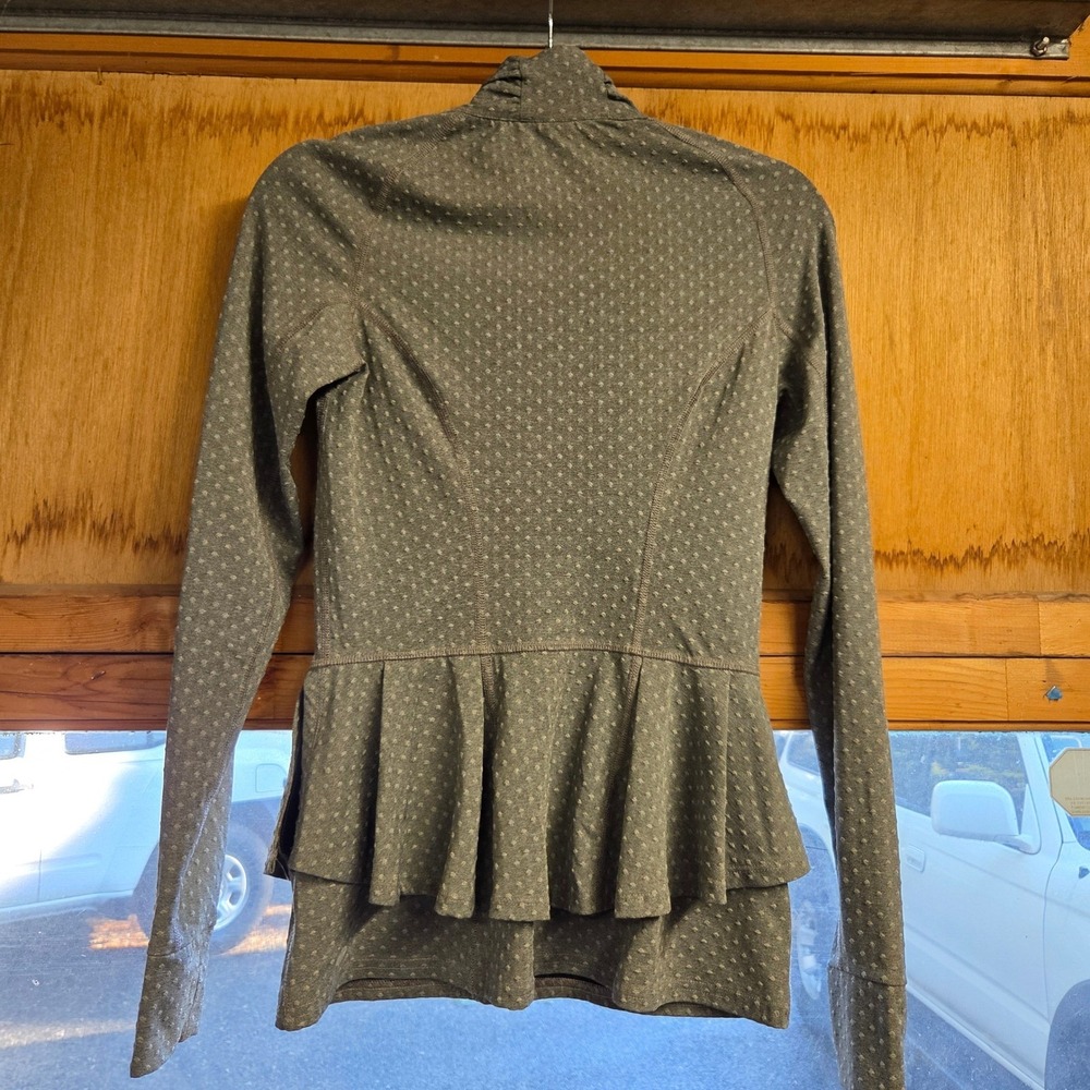 Pure + Good Peplum Full Zip Jacket XS Gray Polka Dot Athleisure Yoga‎ Excellent - Picture 5 of 8